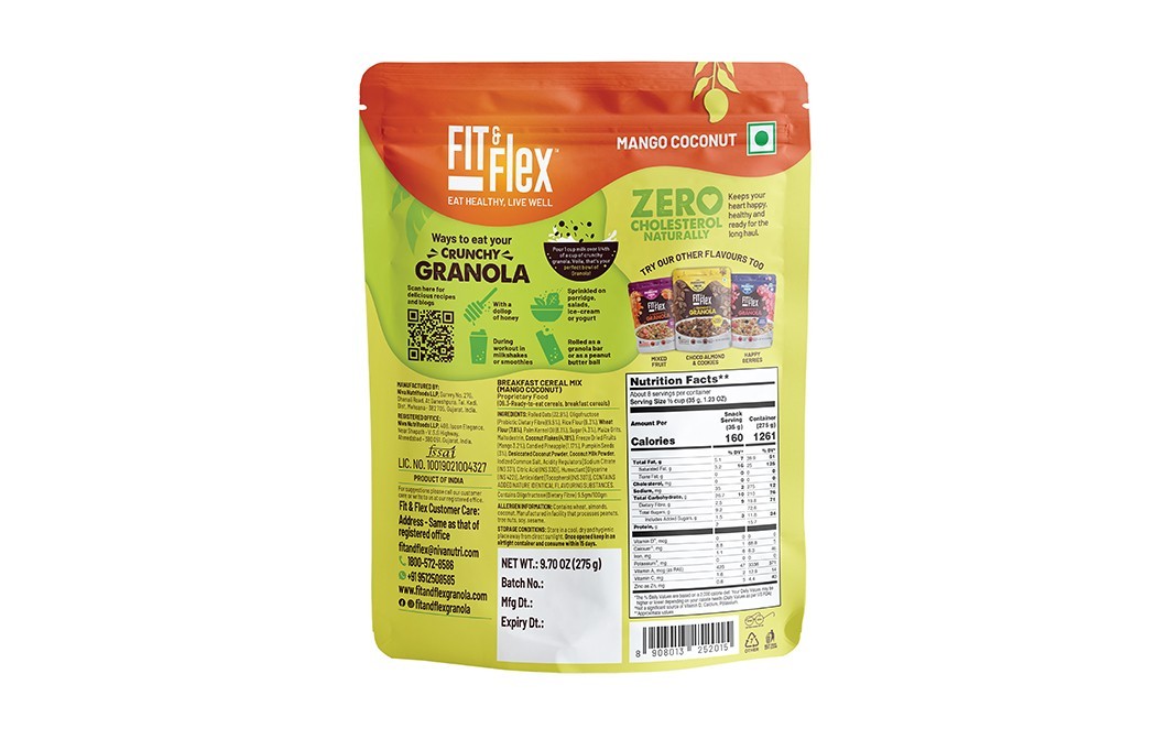 Fit & Flex Crunchy Granola Mango Coconut   Pack  275 grams